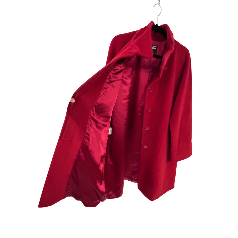 Hilary Radley Funnel Neck Alpaca Wool Swing Coat L Red Quiet Luxury - Picture 12 of 14